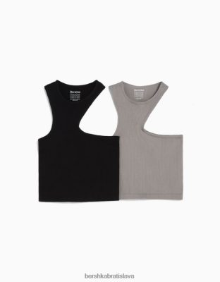 Bershka ženy 2-balenie bezšvových asymetrických topov viacfarebný oblečenie B86RXX861 Bershka Nohavice