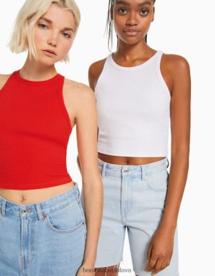 Bershka ženy 2-balenie rebrovaných topov bez rukávov viacfarebný oblečenie B86RXX308 Bershka Rifle