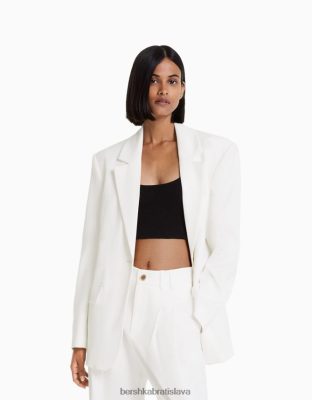 Bershka ženy Blejzer voľného strihu na mieru so ženským strihom off white oblečenie B86RXX1204 Bershka Slovakia