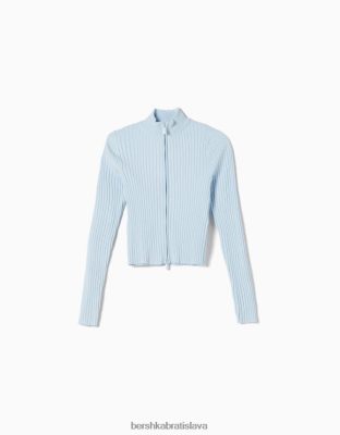 Bershka ženy Kardigan s vysokým krkom a rebrovaným detailom na zips modrá oblečenie B86RXX1050 Bershka Nohavice