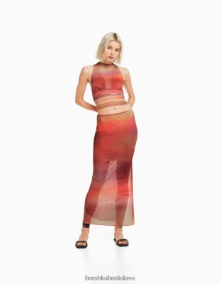 Bershka ženy Súprava trička bez rukávov a tylovej sukne oranžová oblečenie B86RXX2032 Bershka Slovakia