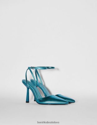 Bershka ženy Slingback metalické topánky na vysokom podpätku modrá obuv B86RXX2257 Bershka Slovakia