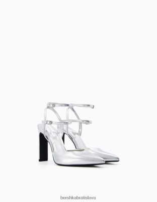Bershka ženy Slingback metalické topánky na vysokom podpätku striebro obuv B86RXX2245 Bershka Slovakia