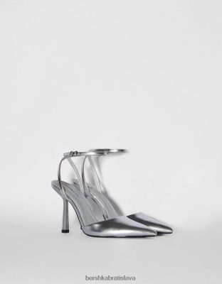 Bershka ženy Slingback metalické topánky na vysokom podpätku striebro obuv B86RXX2266 Bershka Slovakia