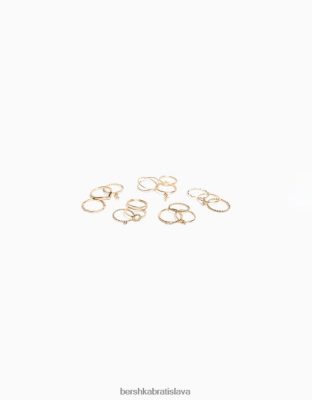 Bershka ženy balenie 15 minimalistických prsteňov zlato príslušenstvo B86RXX2480 Bershka Rifle