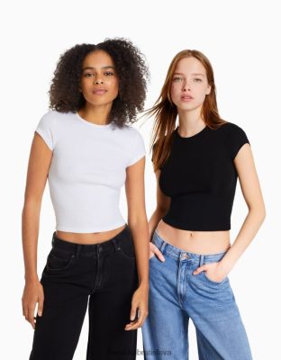 Bershka ženy balenie 2 rebrovaných tričiek s krátkym rukávom viacfarebný oblečenie B86RXX331 Bershka Slovakia