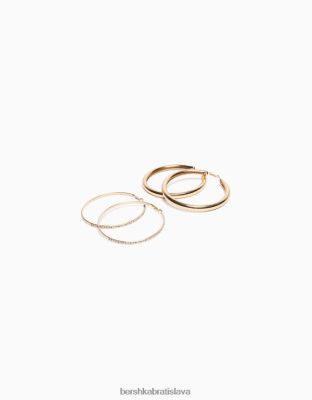 Bershka ženy balenie 2 xl kruhových náušníc zlato príslušenstvo B86RXX2472 Bershka Nohavice