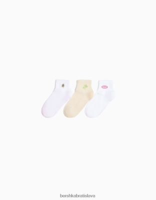 Bershka ženy balenie 3 párov vyšívaných ponožiek béžová príslušenstvo B86RXX2600 Bershka Rifle