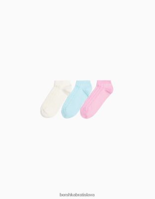 Bershka ženy balenie 3 štruktúrovaných členkových ponožiek svetlo modrá príslušenstvo B86RXX2591 Bershka Rifle