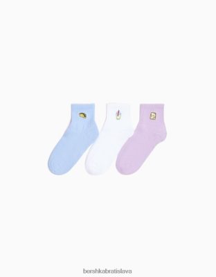 Bershka ženy balenie 3 vyšívaných členkových ponožiek biela príslušenstvo B86RXX2597 Bershka Rifle