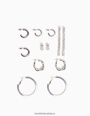 Bershka ženy balenie 6 ks kaskádových kruhových náušníc striebro príslušenstvo B86RXX2527 Bershka Slovakia