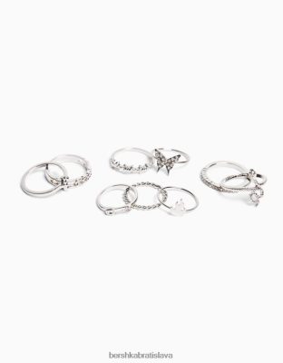 Bershka ženy balenie 9 ks prsteňov striebro príslušenstvo B86RXX2452 Bershka Slovakia