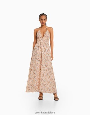 Bershka ženy bambulové dlhé šaty s volánom viacfarebný oblečenie B86RXX118 Bershka Slovakia