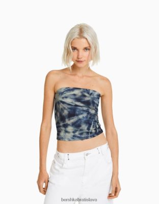 Bershka ženy bandeau top s efektom kravaty modrá oblečenie B86RXX2026 Bershka Slovakia