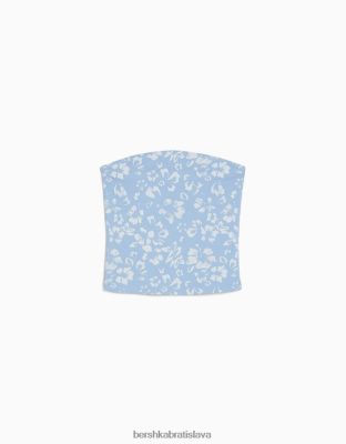Bershka ženy bandeau top s potlačou modrá oblečenie B86RXX882 Bershka Nohavice