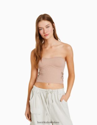 Bershka ženy bezšvový bandeau top s kvetinovým detailom ružová oblečenie B86RXX853 Bershka Slovakia