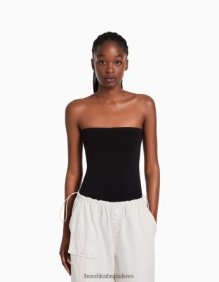 Bershka ženy bezšvové body mimo ramena čierna oblečenie B86RXX869 Bershka Rifle