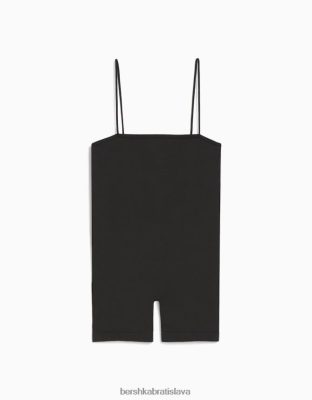 Bershka ženy bezšvová cyklistická kombinéza na ramienka s hranatým výstrihom tmavo šedá oblečenie B86RXX4085 Bershka Rifle