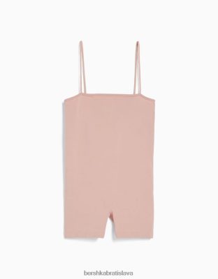 Bershka ženy bezšvová cyklistická kombinéza s hranatým výstrihom ružová oblečenie B86RXX4086 Bershka Nohavice