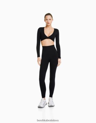 Bershka ženy bezšvové push up legíny čierna oblečenie B86RXX1458 Bershka Nohavice