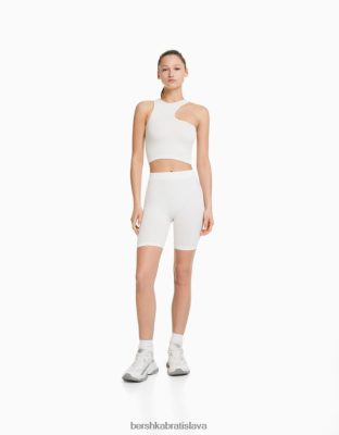 Bershka ženy bezšvové rebrované legínové šortky krém oblečenie B86RXX1703 Bershka Rifle