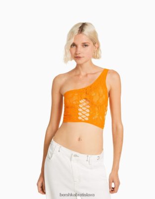 Bershka ženy bezšvový top oranžová oblečenie B86RXX806 Bershka Rifle