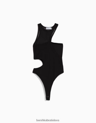 Bershka ženy body bez rukávov s výrezom a detailom zo sieťoviny čierna oblečenie B86RXX770 Bershka Rifle