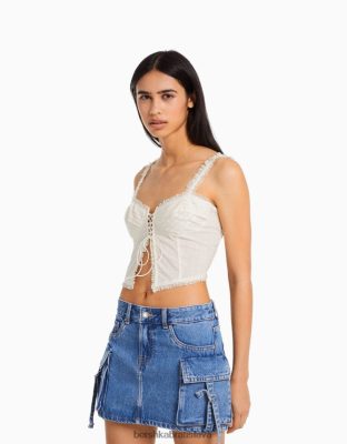 Bershka ženy džínsová mini cargo sukňa svetlo modrá oblečenie B86RXX1365 Bershka Nohavice