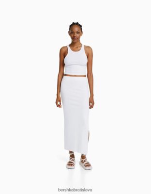 Bershka ženy dlhá bavlnená sukňa biela oblečenie B86RXX1657 Bershka Slovakia