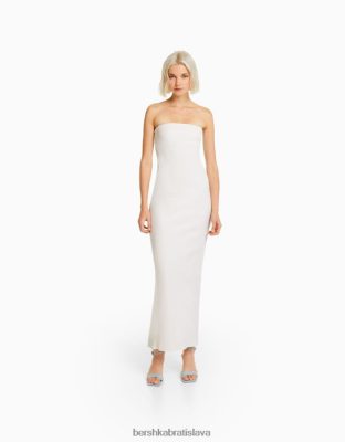 Bershka ženy dlhé rebrované bandeau šaty off white oblečenie B86RXX1829 Bershka Rifle