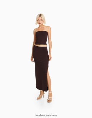 Bershka ženy dlhá sukňa hnedá oblečenie B86RXX2029 Bershka Slovakia