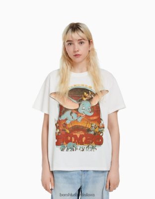 Bershka ženy dumbo print tričko s krátkym rukávom off white oblečenie B86RXX298 Bershka Slovakia