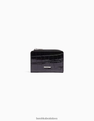 Bershka ženy embosovaná peňaženka s umelou patentovanou zvieracou potlačou čierna príslušenstvo B86RXX2382 Bershka Nohavice