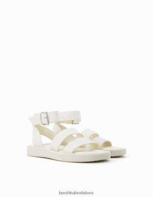 Bershka ženy embosované ploché sandále s remienkom na členky exkluzívne obuv B86RXX2208 Bershka Nohavice