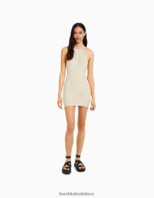 Bershka ženy háčkované minišaty s ohlávkou béžová oblečenie B86RXX1931 Bershka Rifle