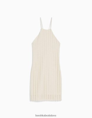 Bershka ženy háčkované minišaty s ohlávkou krém oblečenie B86RXX4099 Bershka Slovakia