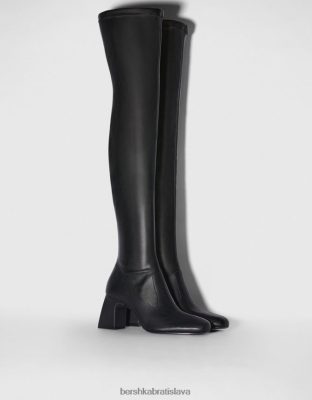 Bershka ženy čižmy nad kolená na strednom opätku čierna obuv B86RXX2299 Bershka Slovakia