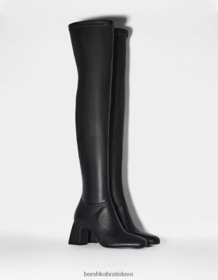 Bershka ženy čižmy nad kolená na strednom opätku čierna obuv B86RXX2301 Bershka Nohavice