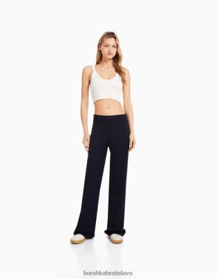 Bershka ženy široké nohavice na mieru s pútkami na opasok námorníctvo oblečenie B86RXX1441 Bershka Slovakia