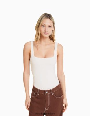 Bershka ženy jednofarebné remienkové body biela oblečenie B86RXX697 Bershka Slovakia