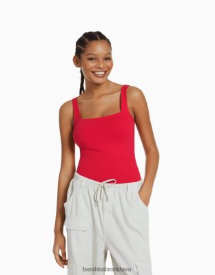 Bershka ženy jednofarebné remienkové body červená oblečenie B86RXX700 Bershka Slovakia