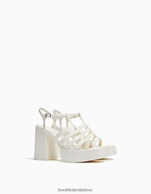 Bershka ženy klietkové sandále na vysokom opätku na platforme biela obuv B86RXX2168 Bershka Rifle