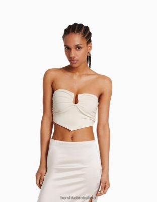 Bershka ženy komfortný korzetový top s detailom biela oblečenie B86RXX692 Bershka Rifle