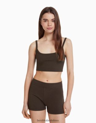 Bershka ženy komplet top a šortky tmavo šedá oblečenie B86RXX2056 Bershka Slovakia