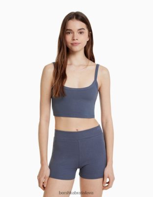 Bershka ženy komplet top a šortky vymytá modrá oblečenie B86RXX2055 Bershka Nohavice
