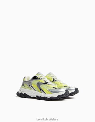 Bershka ženy kontrastné tenisky so sieťovaným detailom vápno obuv B86RXX1879 Bershka Slovakia