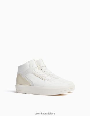 Bershka ženy kontrastné vysoké tenisky biela obuv B86RXX2091 Bershka Nohavice
