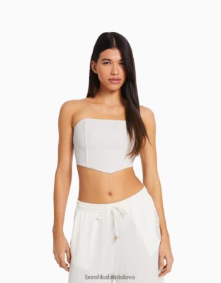 Bershka ženy korzet bandeau top biela oblečenie B86RXX702 Bershka Nohavice
