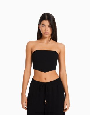Bershka ženy korzet bandeau top čierna oblečenie B86RXX703 Bershka Slovakia