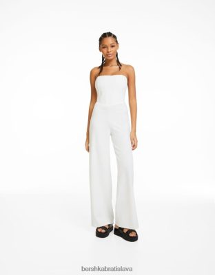 Bershka ženy korzetová bandeau kombinéza biela oblečenie B86RXX216 Bershka Nohavice